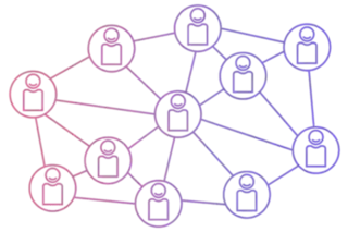 Illustration depicting a network of interconnected nodes, each represented by an icon of a person within a circle. The nodes are linked by lines, forming a web-like structure. Some nodes have a plus symbol, indicating growth or addition. The image conveys the concept of boosting audience engagement through interconnected networks.