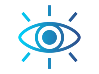 An illustration of a blue eye symbolizing vision, insight, and perspective, often used to represent a company's vision or forward-looking goals.