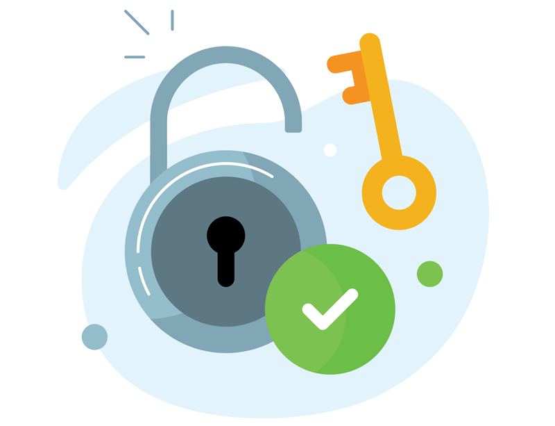 You've uploaded an illustration that appears to depict a concept related to security, specifically a reset password theme with a lock, key, and checkmark.