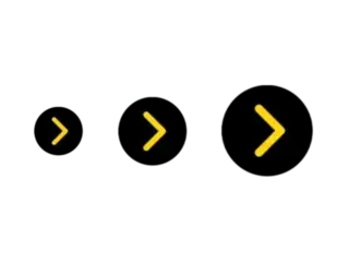 An illustration showing four yellow forward arrows on a black background, gradually increasing in size from left to right, symbolizing progress or moving forward.